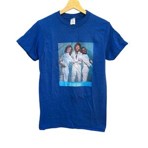 Vintage 70s Bee Gees Band T Shirt Blue Size Medium Disco Rock USA